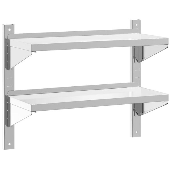 vidaXL Wall Shelf Silver Stainless Steel 29.5 x 11.8 x 23.6 in