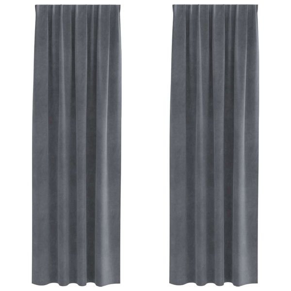 vidaXL Blackout Curtains 2 pcs Light Grey 55.12 x 102.36 in Velvet