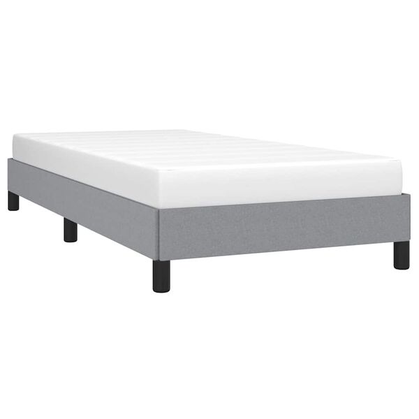 vidaXL Bed Frame Light Gray Polyester Twin Bed Frame Rectangular