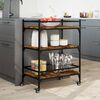 vidaXL Kitchen Trolley Smoked Oak 25.6"x15.7"x34.1" Engineered Wood
