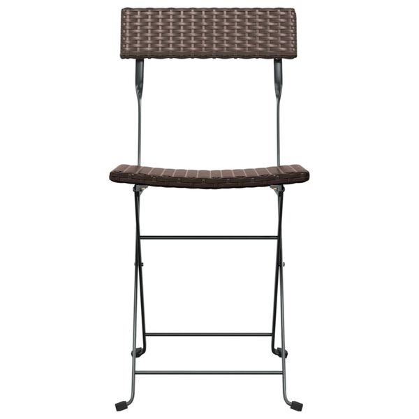 vidaXL Folding Bistro Chair Set of 6 Brown PE rattan, powder-coated steel