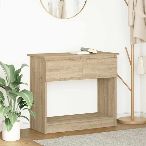 vidaXL Console Table Sonoma Oak Engineered Wood Standard Console Table