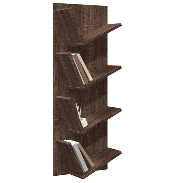 vidaXL Wall Bookshelf Brown Oak Engineered wood 12.99 x 6.3 x 35.4 in