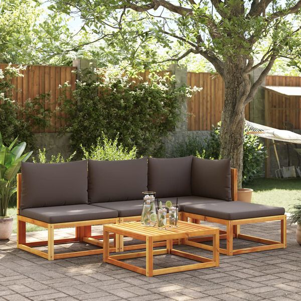 vidaXL Garden Sofa Armless with Cushions Wood Acacia&Rope