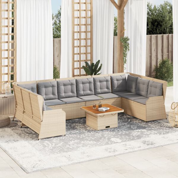 vidaXL Patio Lounge Set Beige and Light Gray