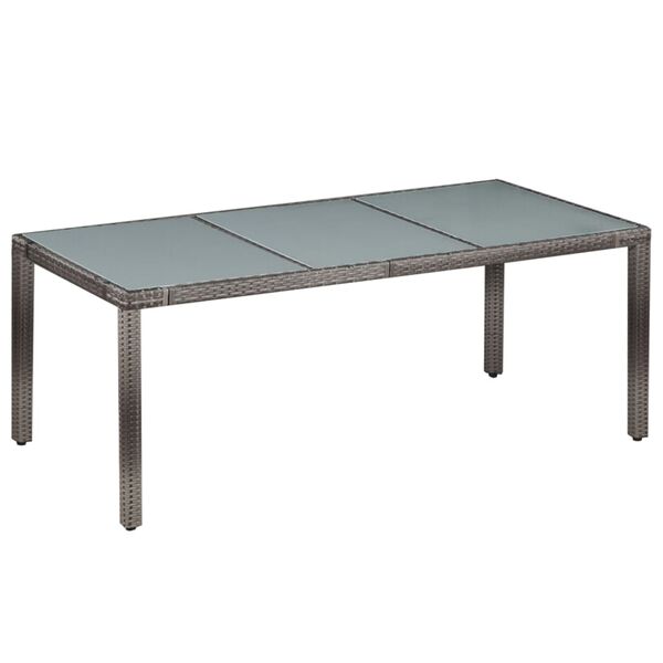 vidaXL Dining Set Gray and dark gray PE rattan, glass, powder-coated steel