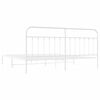 vidaXL Bed Frame White Powder-Coated Steel Full Bed Frame Rectangular