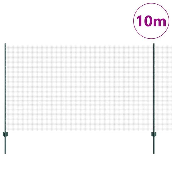 vidaXL Fence with Post Green 4.59 x 32.81 ft Steel and PVC