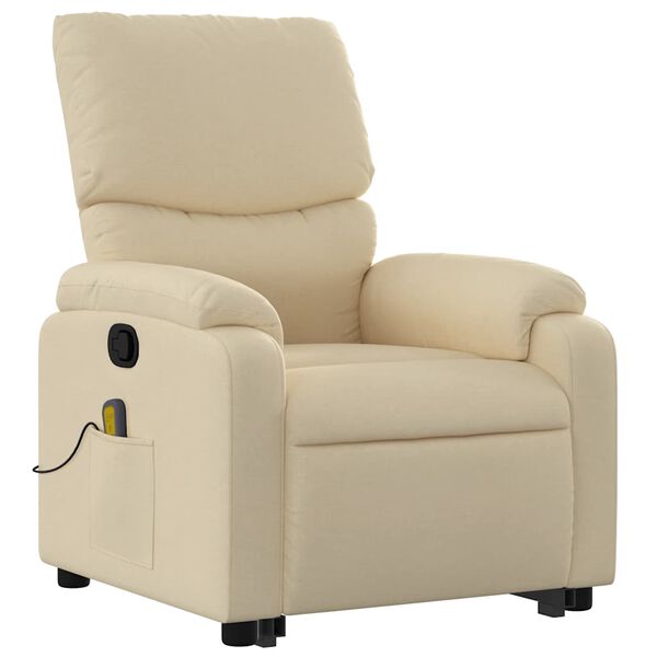 vidaXL Stand Up Massage Recliner Chair Cream Polyester, Metal, Plywood