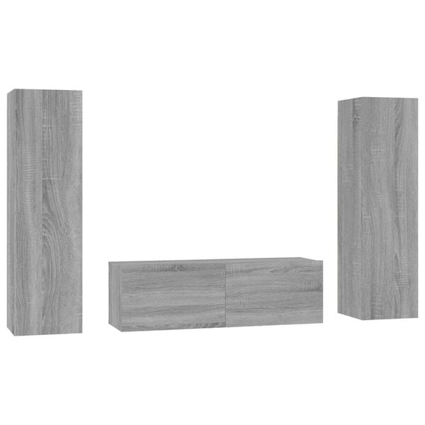 vidaXL TV Cabinet Set Set of 3 Grey Sonoma Engineered wood 47.2 in