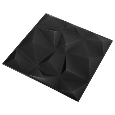 vidaXL 3D Wall Panels 24 pcs 19.7"x19.7" Diamond Black 64.6 ft²