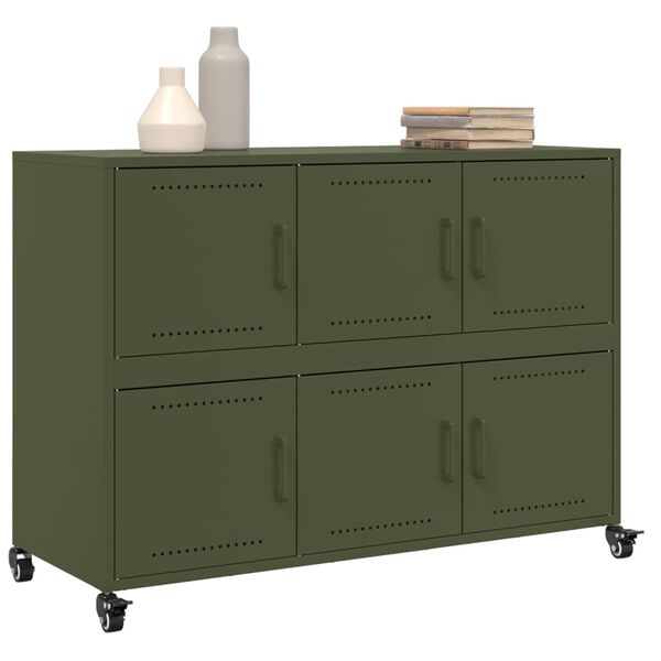 vidaXL Sideboard Olive Green 39.6"x15.4"x28.3" Steel