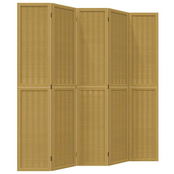 vidaXL Room Divider 5 Panels Brown Solid Wood Paulownia