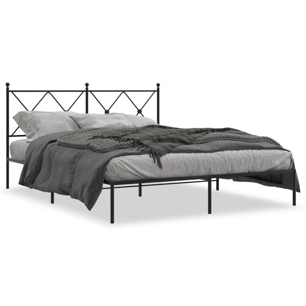 vidaXL Bed Frame Black Powder-coated steel Full Bed Frame Rectangular