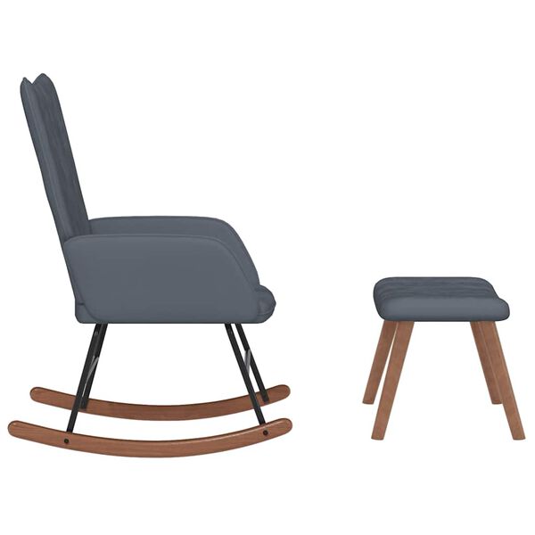 vidaXL Rocking Chair With Stool Dark Grey