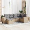 vidaXL Patio Sofa Set Beige PE Rattan Large Adjustable Feet