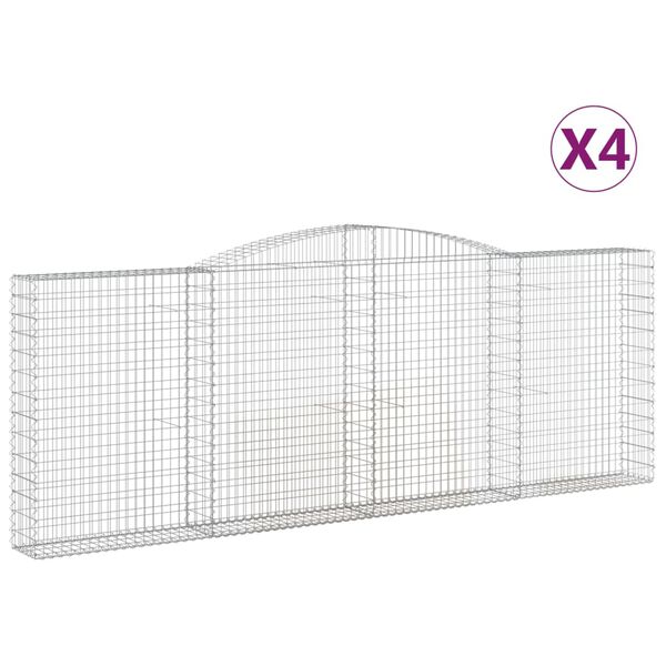 vidaXL Gabion Basket Set of 4 Silver Galvanized Iron Large