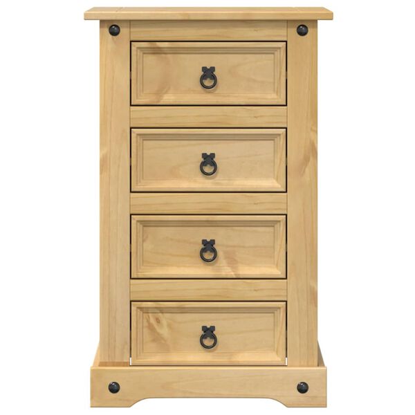 vidaXL Bedside Cabinet Honey Pine Solid Pine Wood, Engineered Wood, Metal