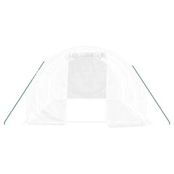 vidaXL Greenhouse White Polyethylene, Galvanized Steel Large Rollable