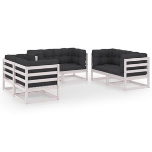 vidaXL Garden Lounge Set White and Anthracite