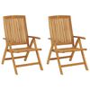 vidaXL Reclining Garden Chair Set of 2 Natural teak Solid teak wood