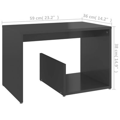 vidaXL Side Table High Gloss Gray 23.2"x14.2"x15" Chipboard