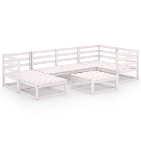 vidaXL 7 Piece Patio Lounge Set White Solid Pinewood