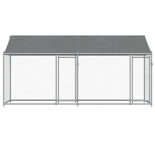 vidaXL Dog Cage Grey Galvanized Steel 157.5 x 78.7 x 78.7 in Durable