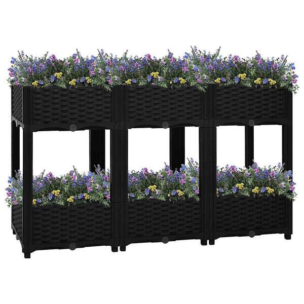vidaXL Raised Bed Black Polypropylene Large Raised Bed Rectangular