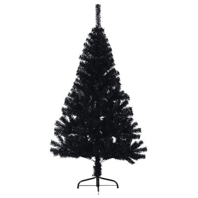 vidaXL Artificial Half Christmas Tree with Stand Black 5 ft PVC