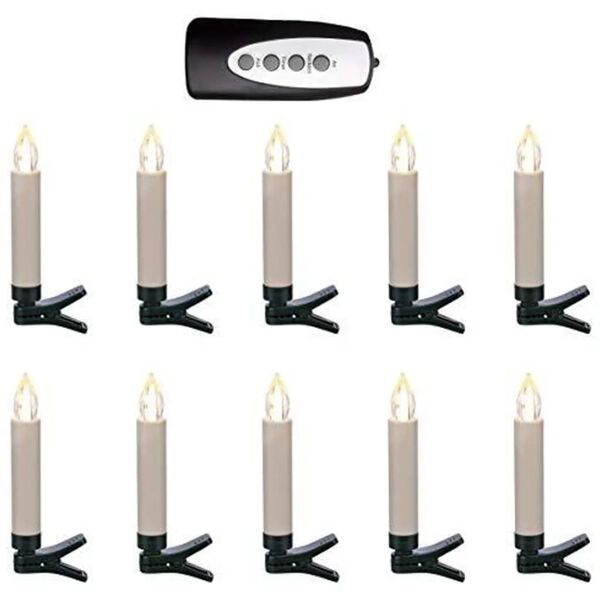 HI LED Candle Light Set of 20 White Plastic Mini Remote Control