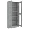 vidaXL Vitrine Cabinet Gray Sonoma Engineered wood, glass Tall