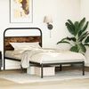 vidaXL Bed Frame Smoked Oak Steel, Engineered Wood Single Bed Frame