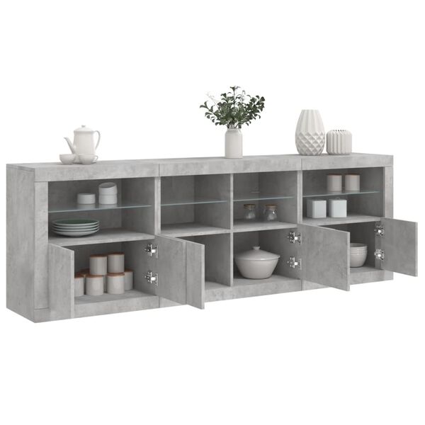 vidaXL Sideboard Concrete grey Engineered wood, Glass Large Sideboard