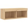 vidaXL TV Wall Unit Sonoma Oak Engineered Wood, Glass Large TV Wall Unit