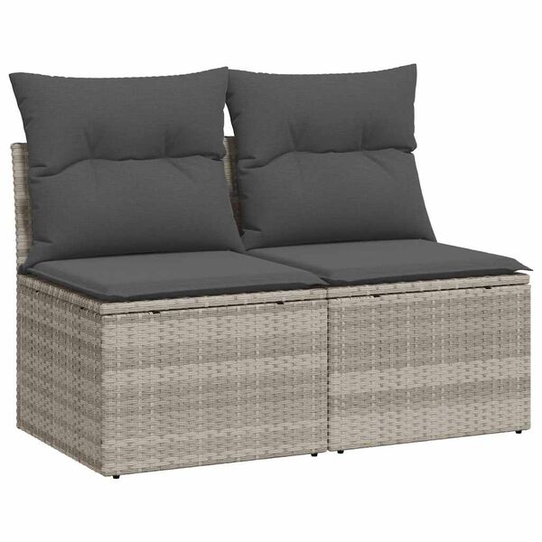vidaXL Garden Sofa Set Light grey Poly Rattan Standard Modular