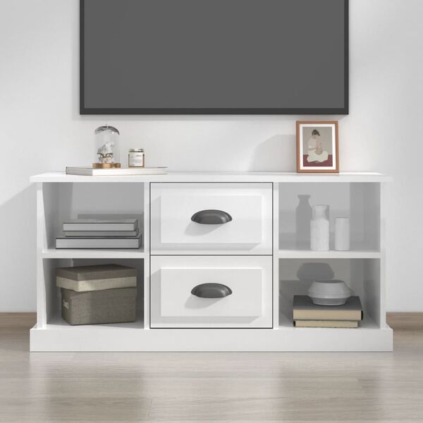 vidaXL TV Cabinet High gloss white Engineered wood Medium TV Cabinet