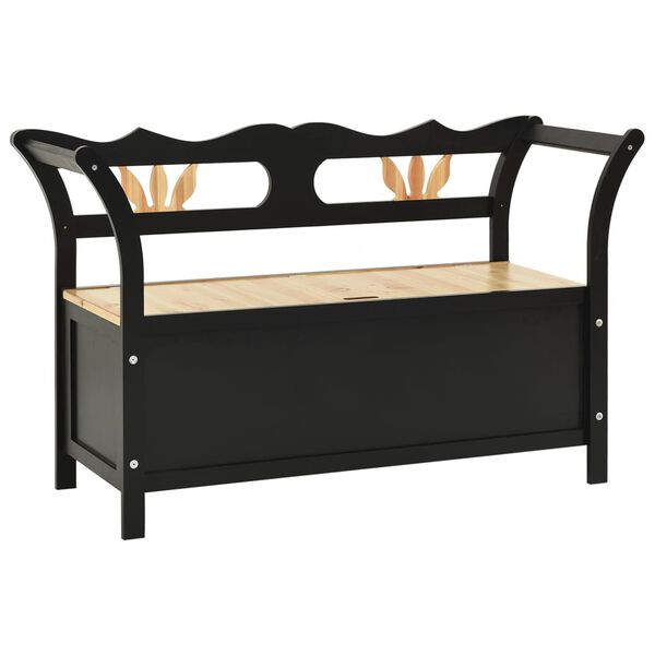 vidaXL Bench Black Solid fir wood, engineered wood Medium Storage Bench