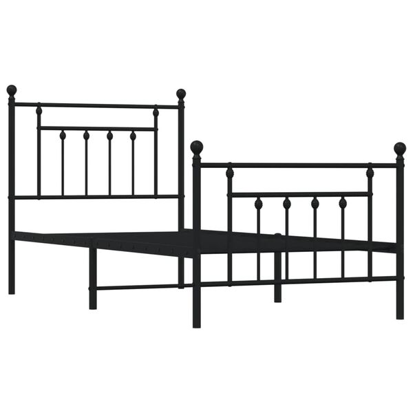 vidaXL Bed Frame Black Powder-Coated Steel Twin Metal Bed Frame