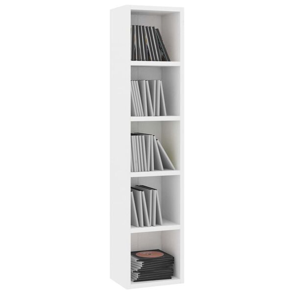 vidaXL CD Cabinet White 8.3"x6.3"x36.8" Engineered Wood