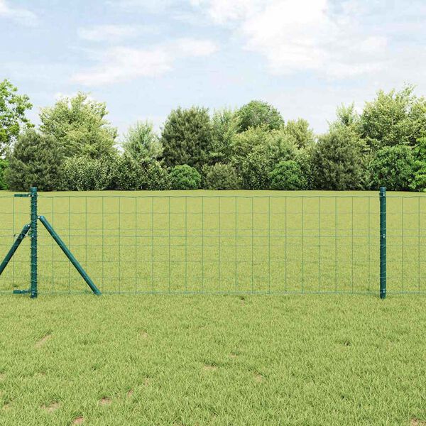 vidaXL Fence with Posts Green 2.6'x 82'Steel