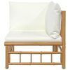 vidaXL Garden Corner Sofa Cream White Bamboo 1-2 Seater Modular