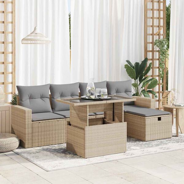 vidaXL Garden Sofa Set Beige, Light grey