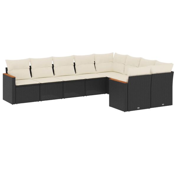 vidaXL Garden Sofa Set Black, Cream white