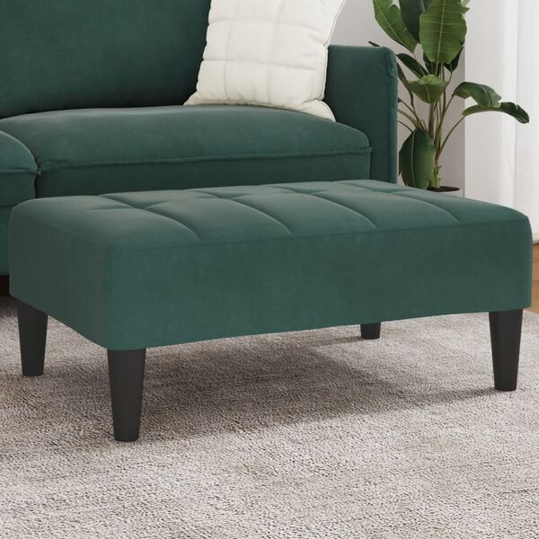 vidaXL Footstool Dark Green Velvet, Plywood, Plastic Compact Simple