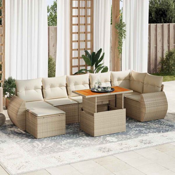 vidaXL Garden Sofa Set Beige PE rattan Standard