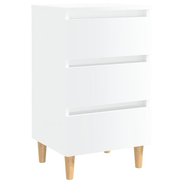 vidaXL Bed Cabinet High gloss white Engineered wood, solid eucalyptus wood