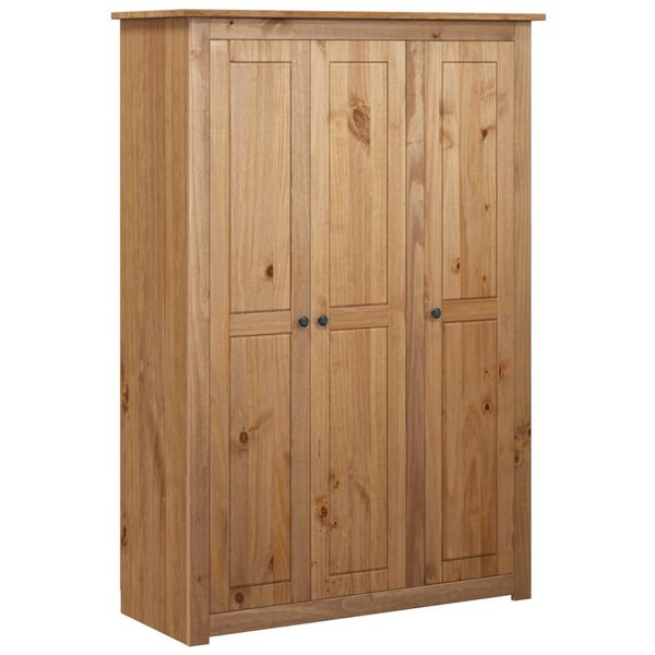 vidaXL Wardrobe Natural wood color Solid pine wood Large Wardrobe