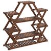 vidaXL Flower Stand Carbonized brown Carbonized solid fir wood Tall