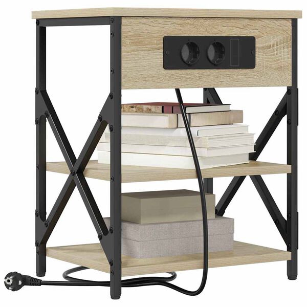 vidaXL Bedside Cabinet with Shelf Sonoma Oak 16.14 x 12.20 x 20.08 in